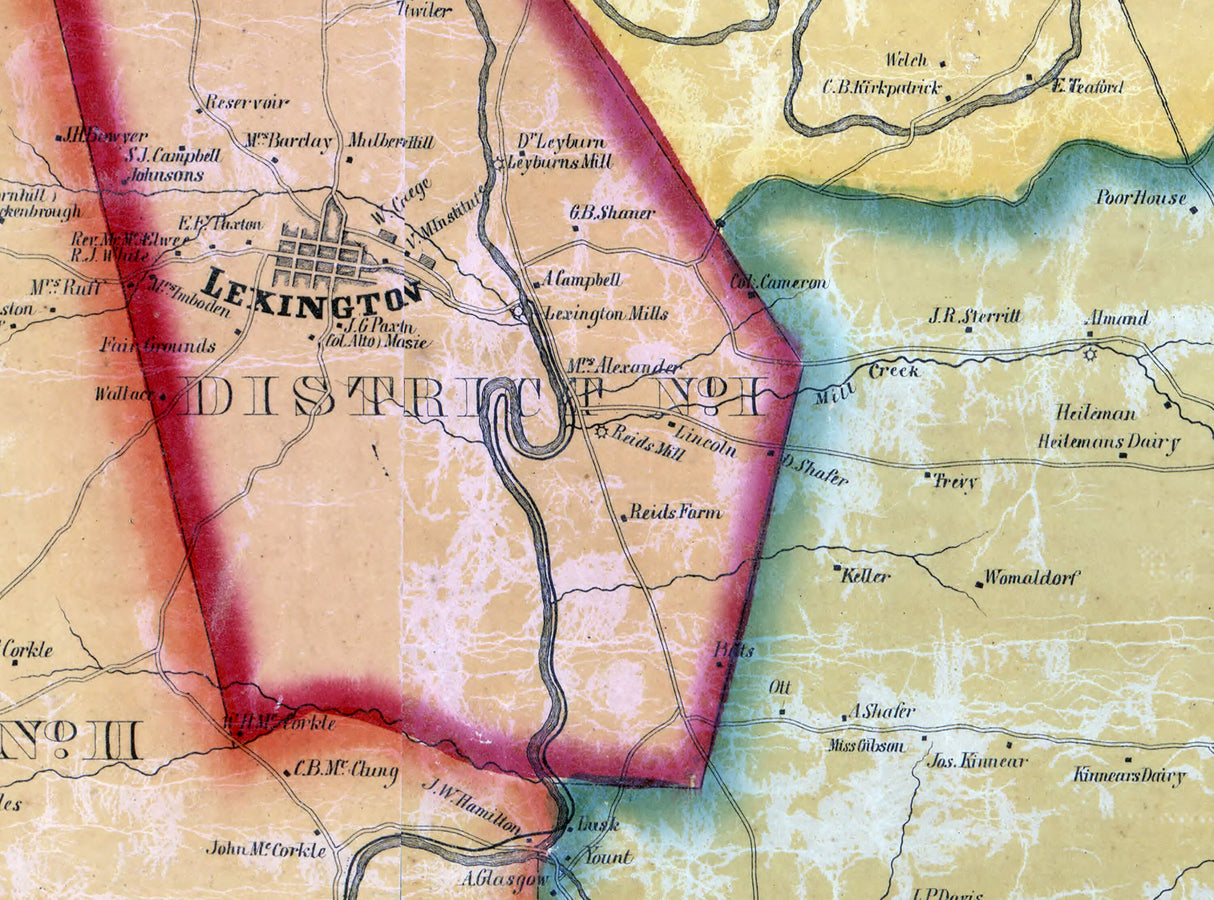 1860 Map of Rockbridge County Virginia