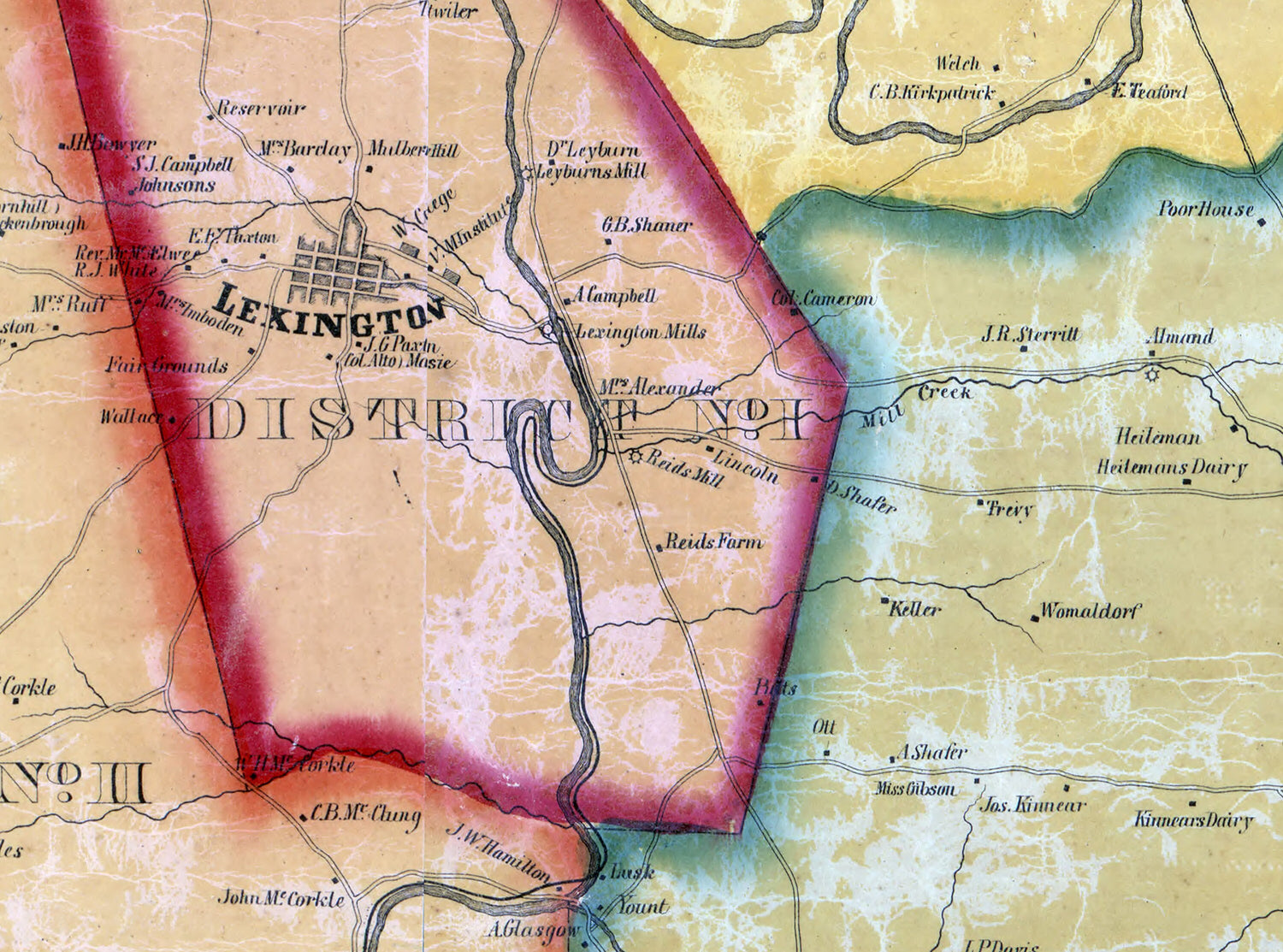 1860 Map of Rockbridge County Virginia