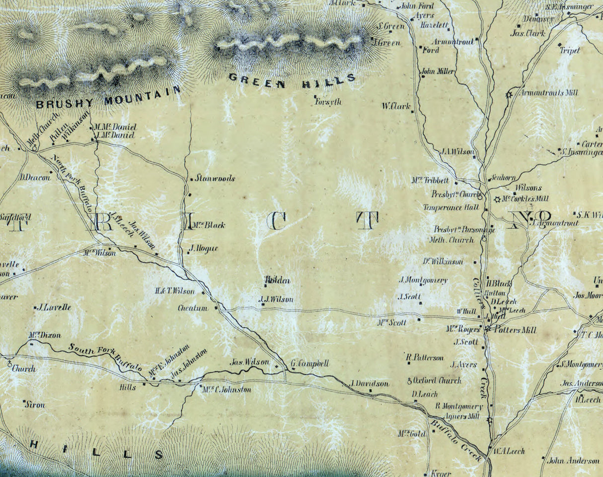 1860 Map of Rockbridge County Virginia