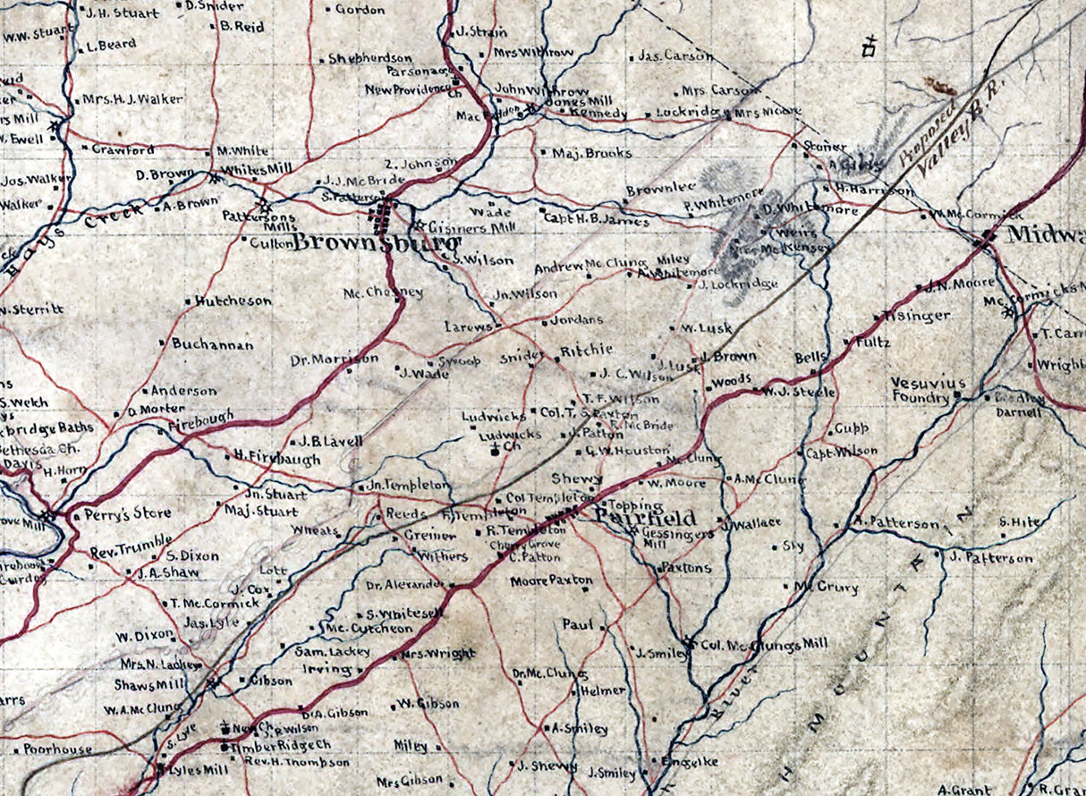 1861 Map of Rockbridge County Virginia
