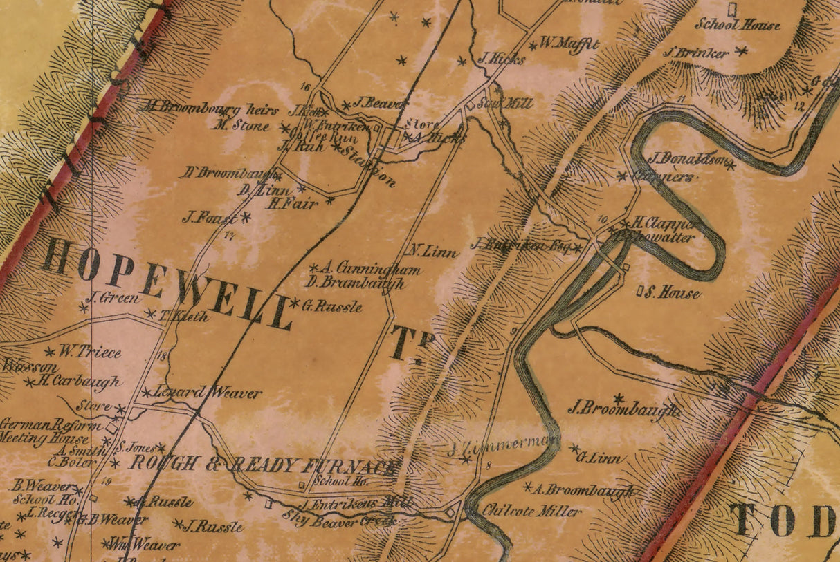 1856 Map of Huntingdon County Pennsylvania