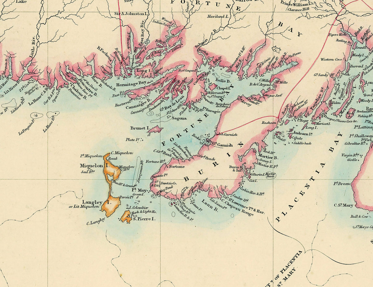 1884 Map of Newfoundland Canada