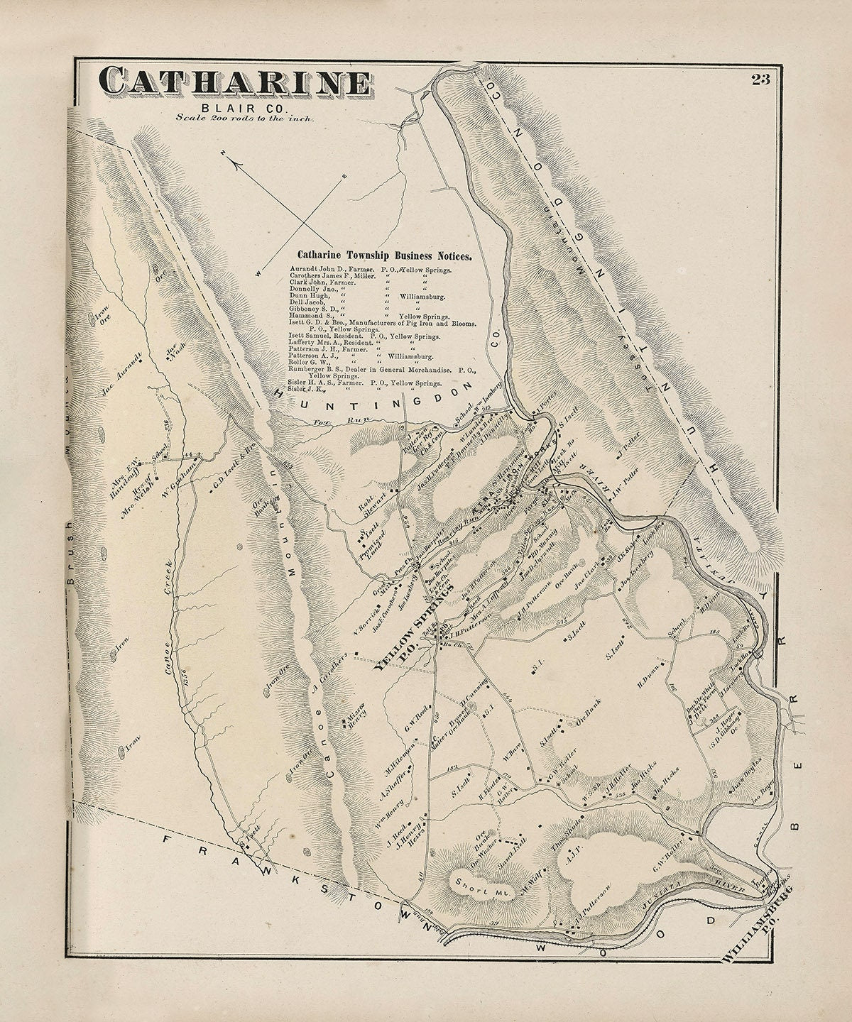 1873 Map of Catharine Township Blair County Pennsylvania