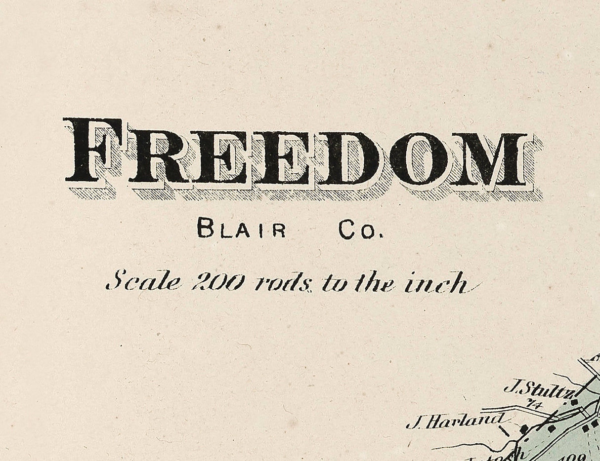 1873 Map of Freedom Township Blair County Pennsylvania