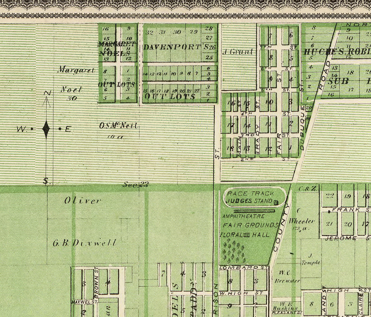 1875 Map of Davenport Scott County Iowa