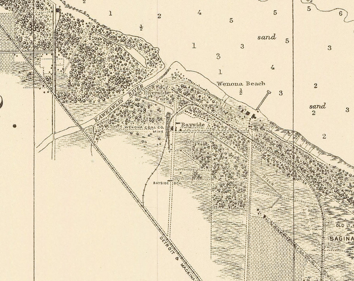 1930 Nautical Chart of Upper Saginaw River Michigan