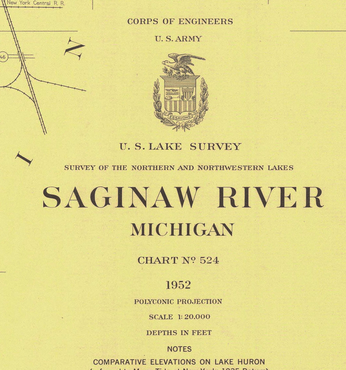 1952 Nautical Chart of Saginaw River Michigan