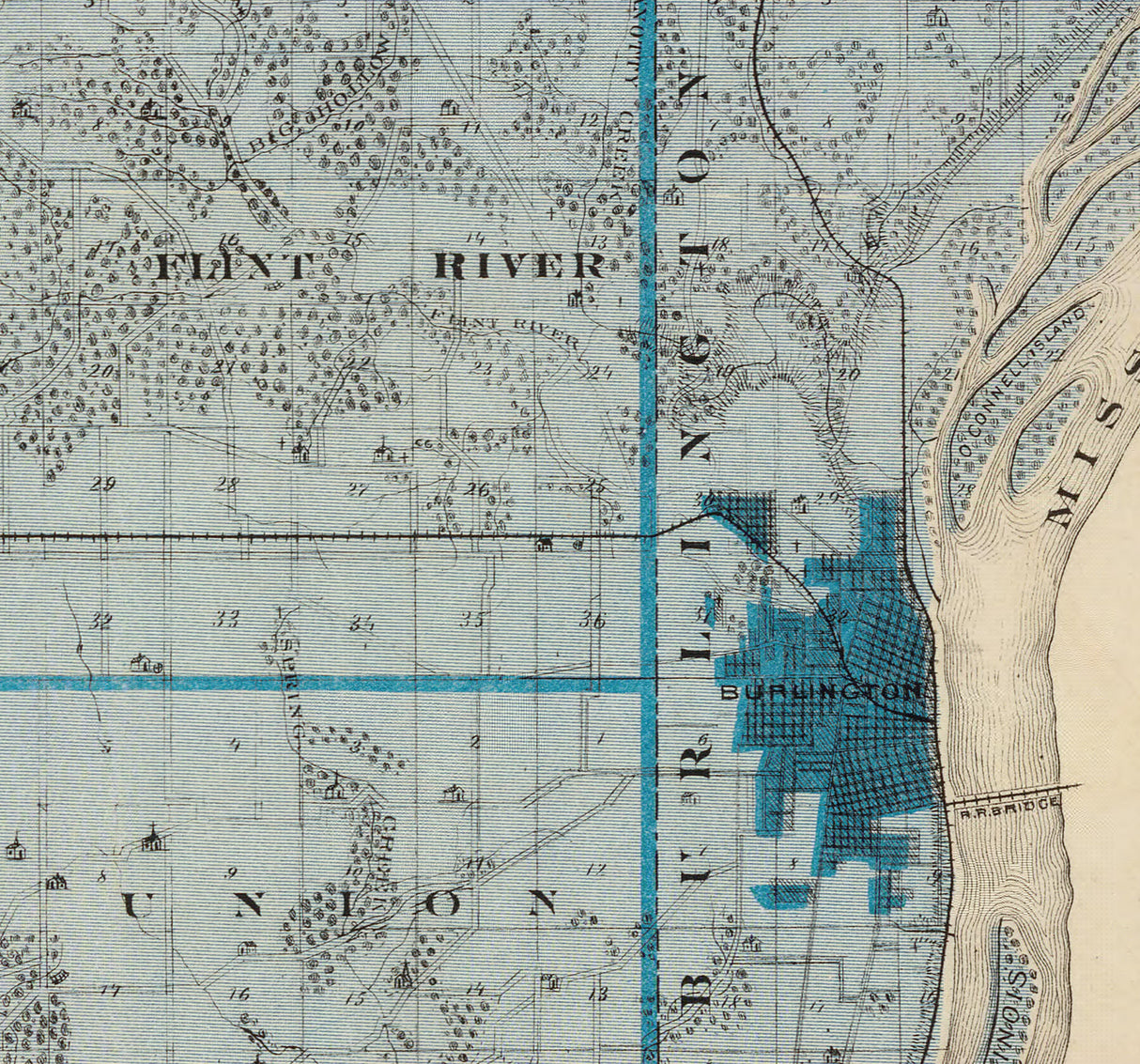 1875 Map of Des Moines County Iowa