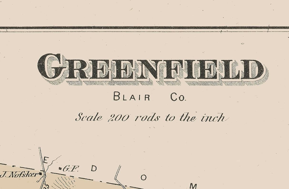 1873 Map of Greenfield Township Blair County Pennsylvania