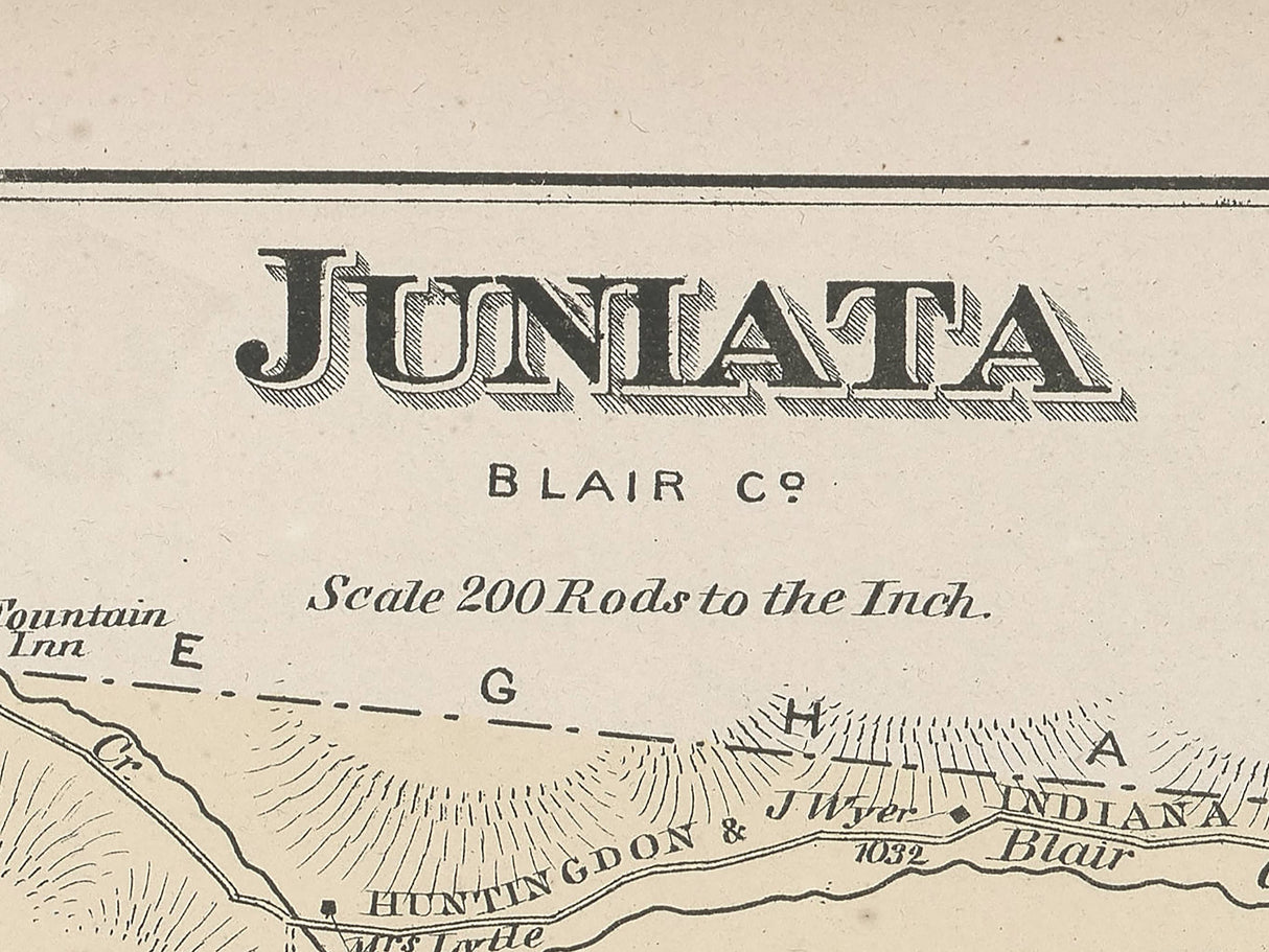 1873 Map of Juniata Township Blair County Pennsylvania