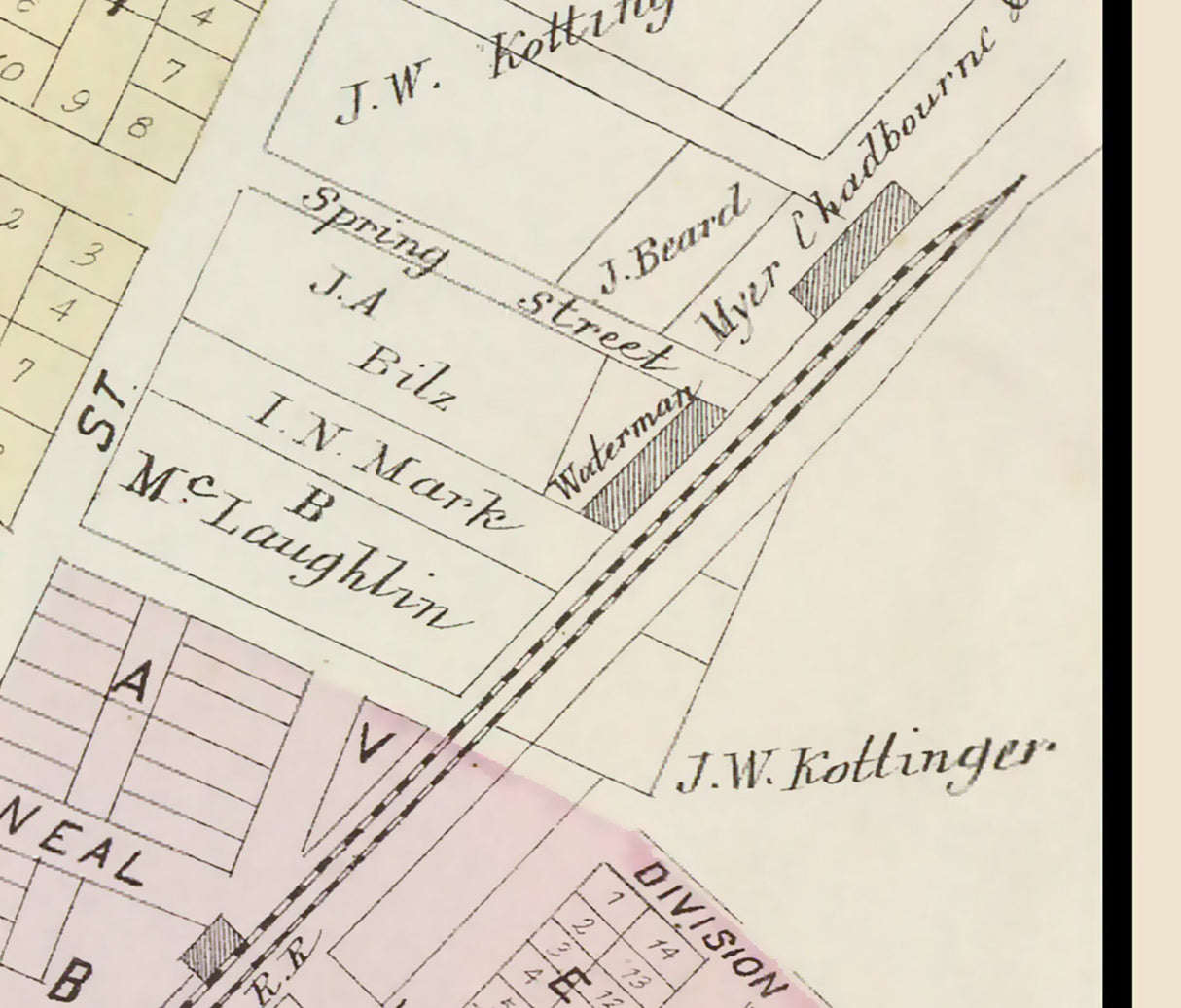 1878 Town Map of Pleasanton Alameda County California
