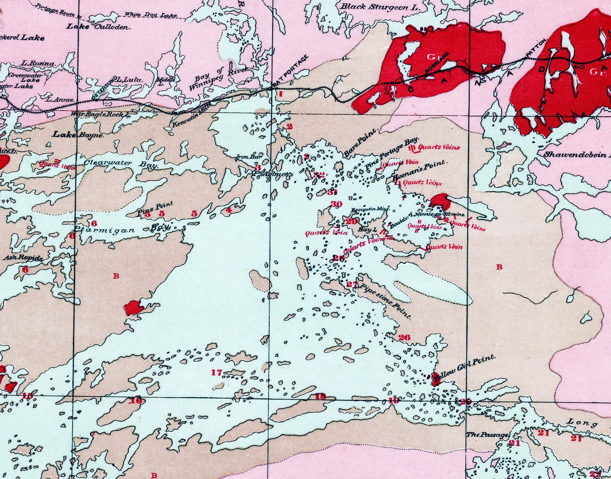 1881 Map of Lake of The Woods Minnesota and Canada
