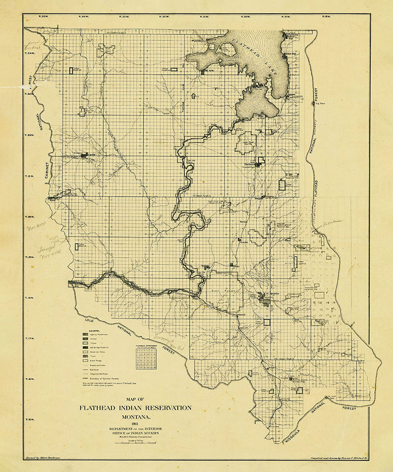 1911 Map of Flathead Indian Reservation Montana