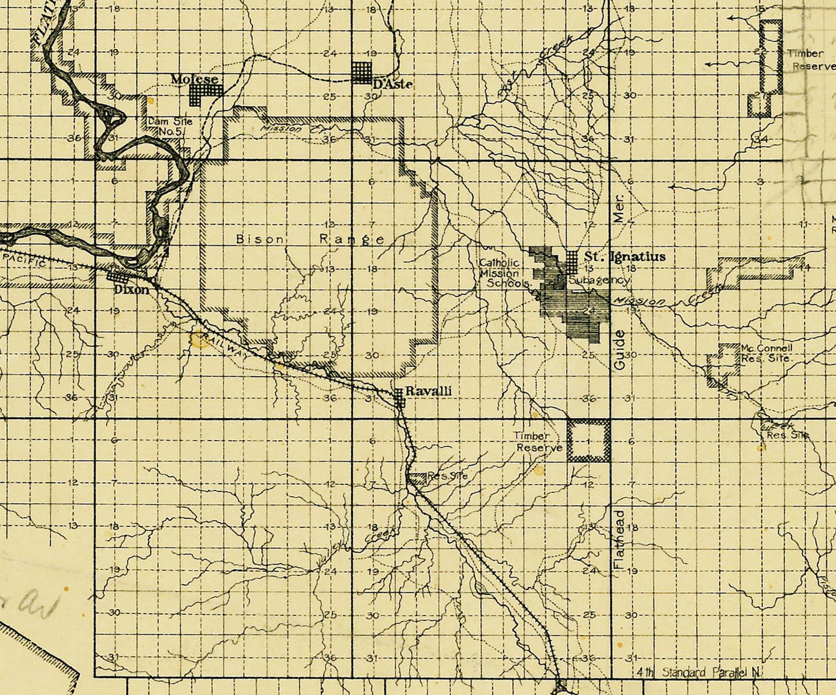 1911 Map of Flathead Indian Reservation Montana