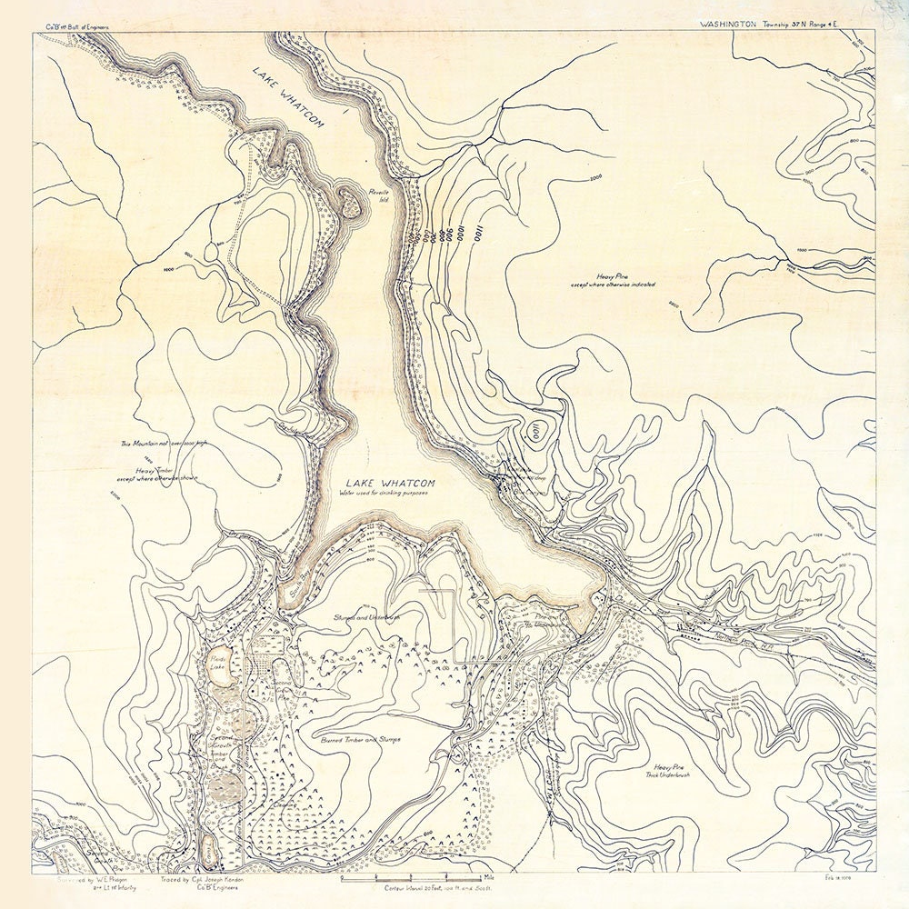 1909 Map of Lake Whatcom Washington