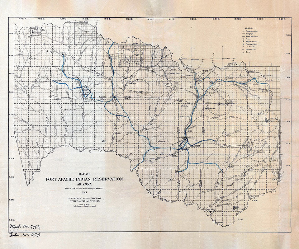1915 Map of Fort Apache Indian Reservation Arizona
