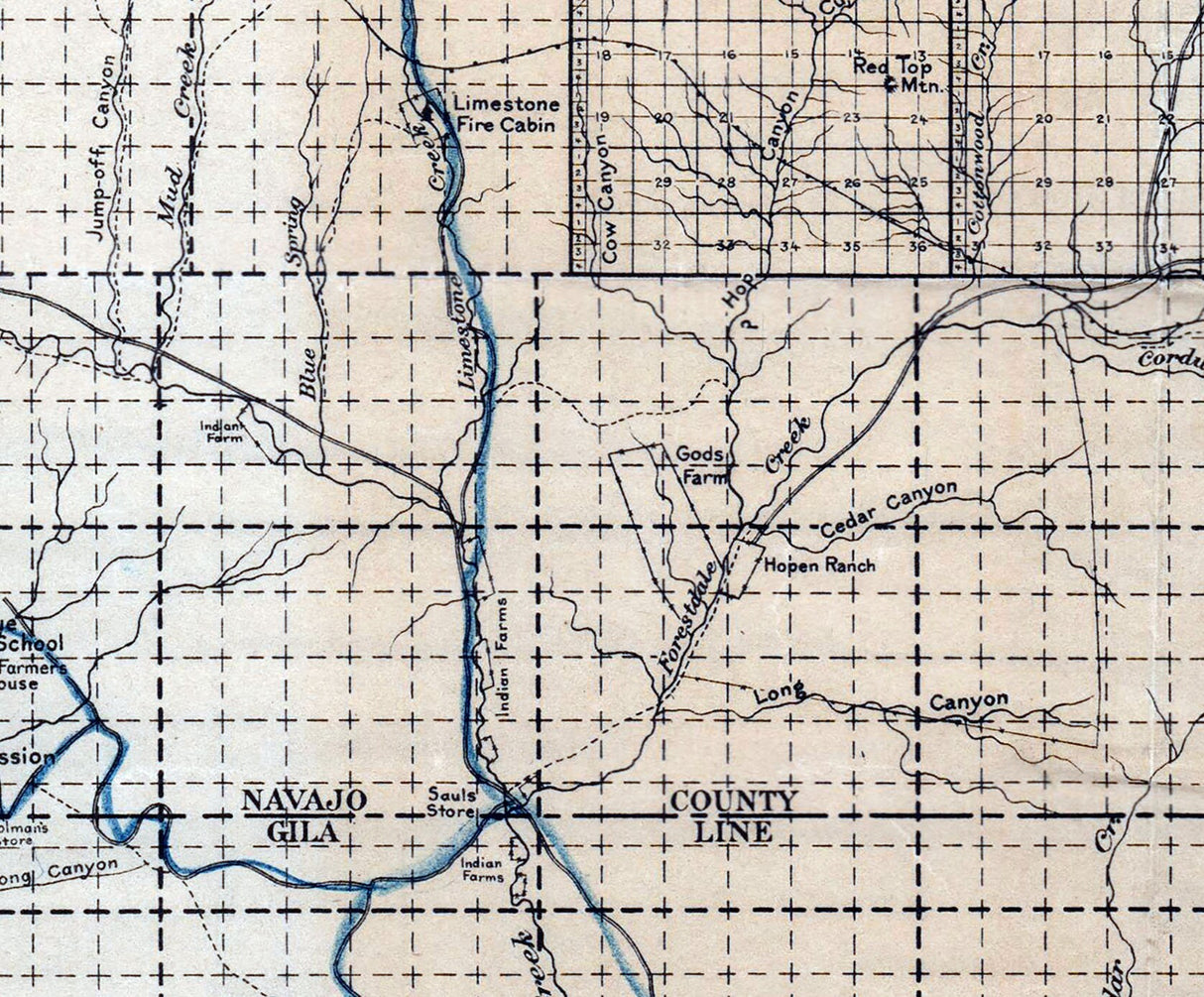 1915 Map of Fort Apache Indian Reservation Arizona