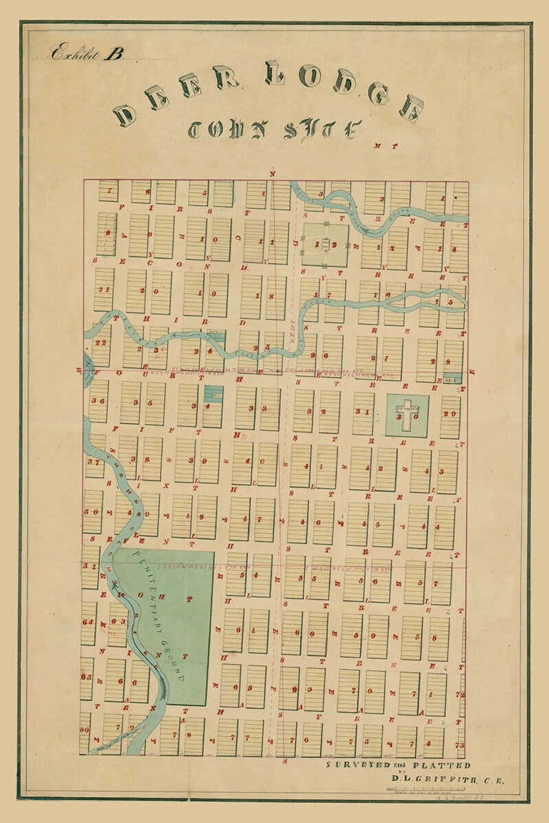 1860s Map of Deer Lodge Montana
