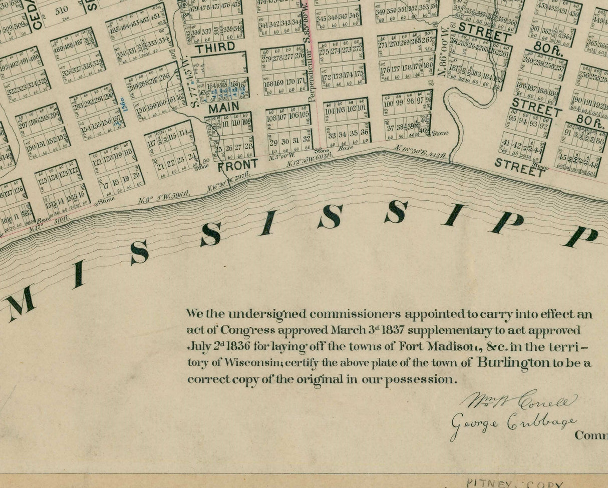 1837 Map of Burlington Iowa
