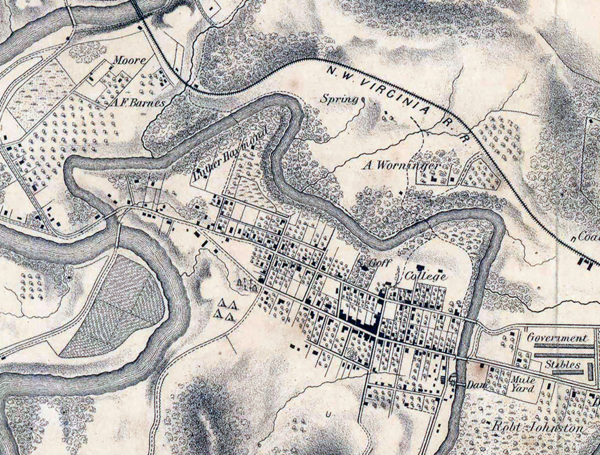 1863 Map of Clarksburg West Virginia