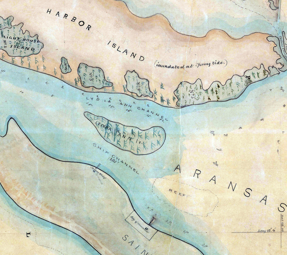 1862 Map of Aransas Bay Texas