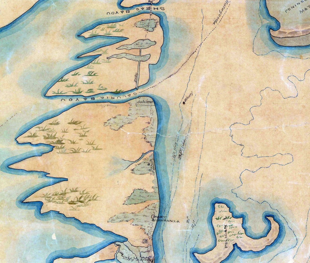 1862 Map of Matagorda Island Texas