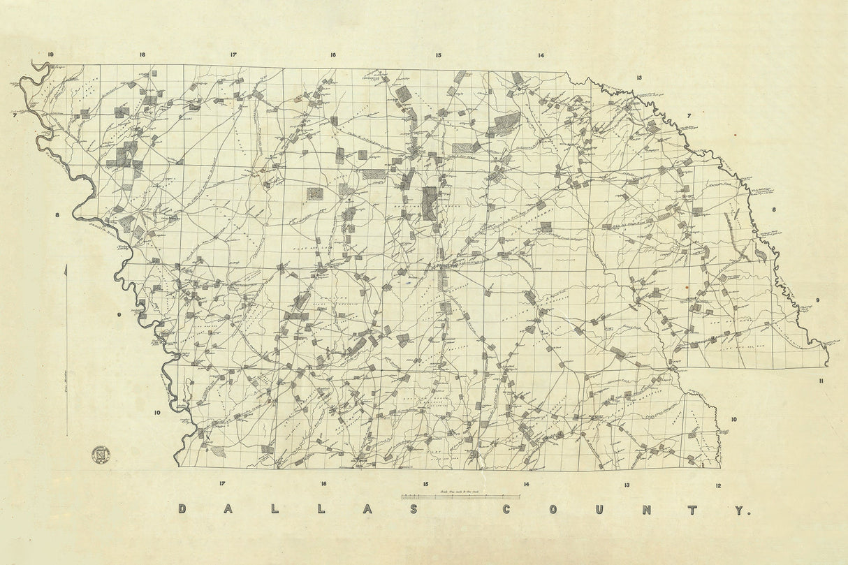 1865 Map of Dallas County Texas