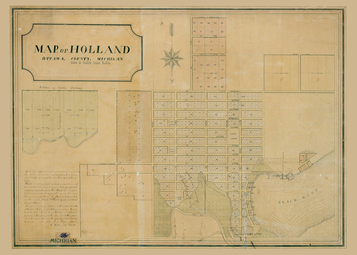 1860 Map of Holland Ottawa County Michigan