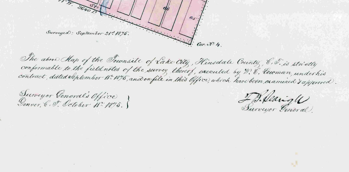 1875 Map of Lake City Hinsdale County Colorado