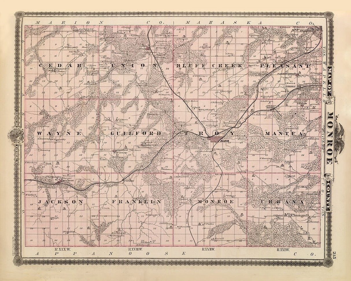 1875 Map of Monroe County Iowa