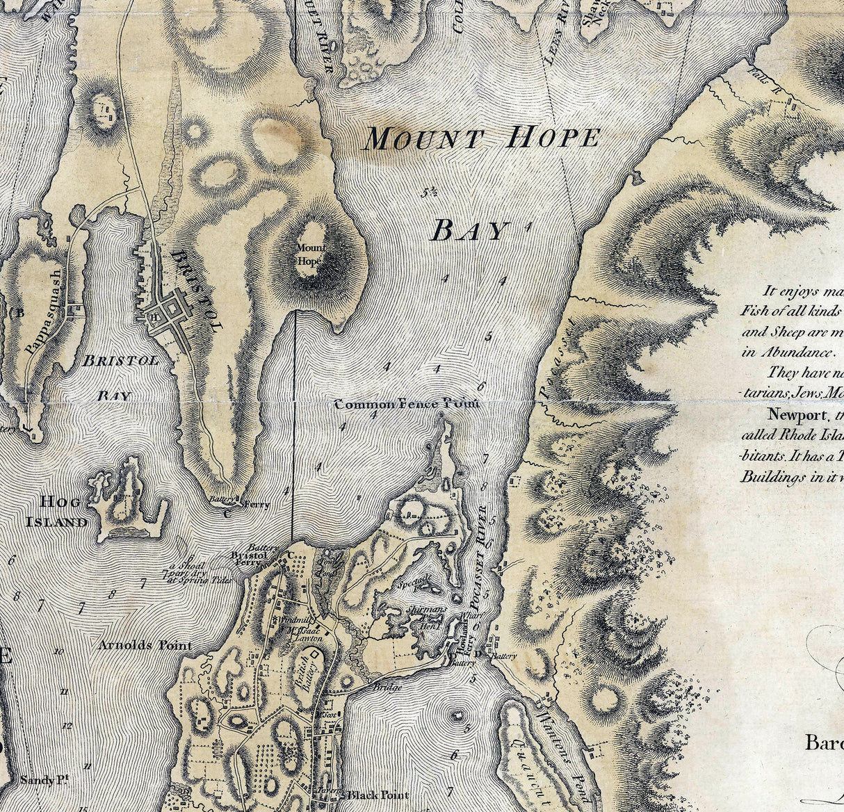 1777 Nautical Chart of Narraganset Bay Rhode Island
