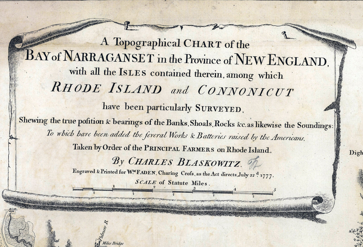 1777 Nautical Chart of Narraganset Bay Rhode Island
