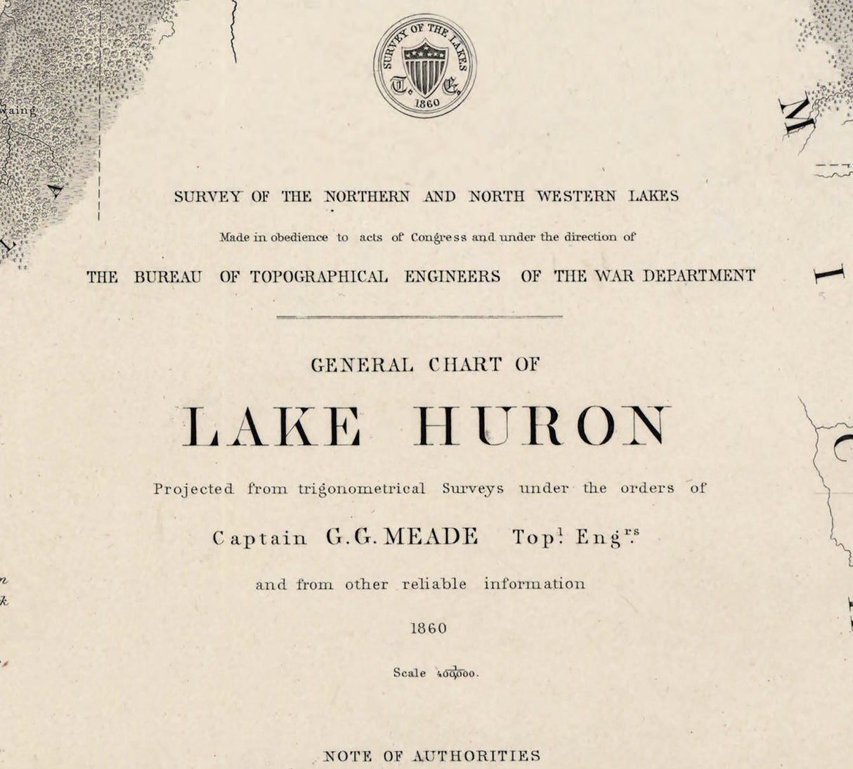 1860 Nautical Map of Lake Huron