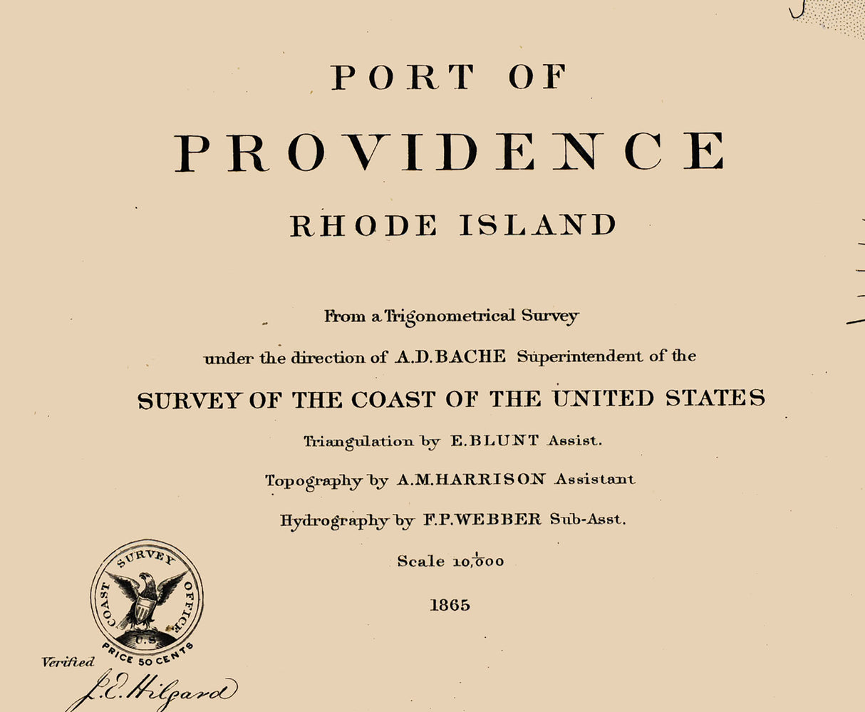 1865 Nautical Chart Port of Providence Rhode Island