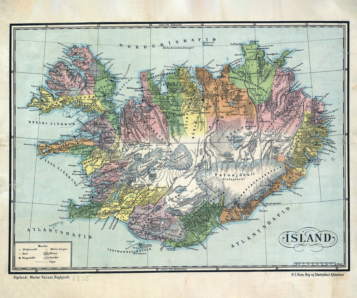 1918 Map of Iceland