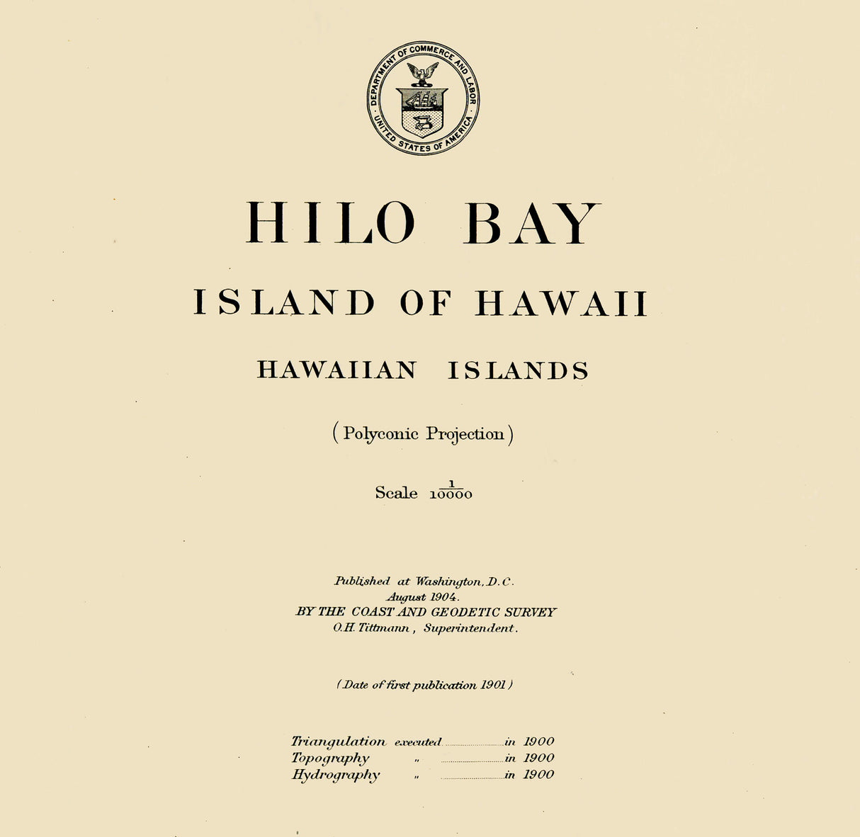 1904 Nautical Chart of Hilo Bay Island of Hawaii