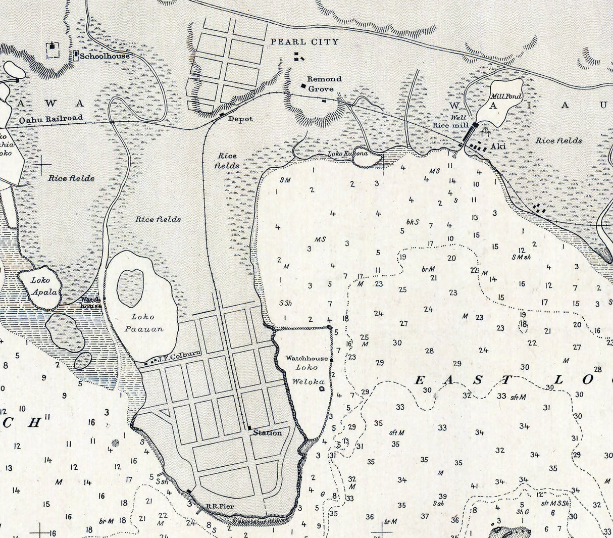 1905 Nautical Chart of Pearl Harbor Hawaii