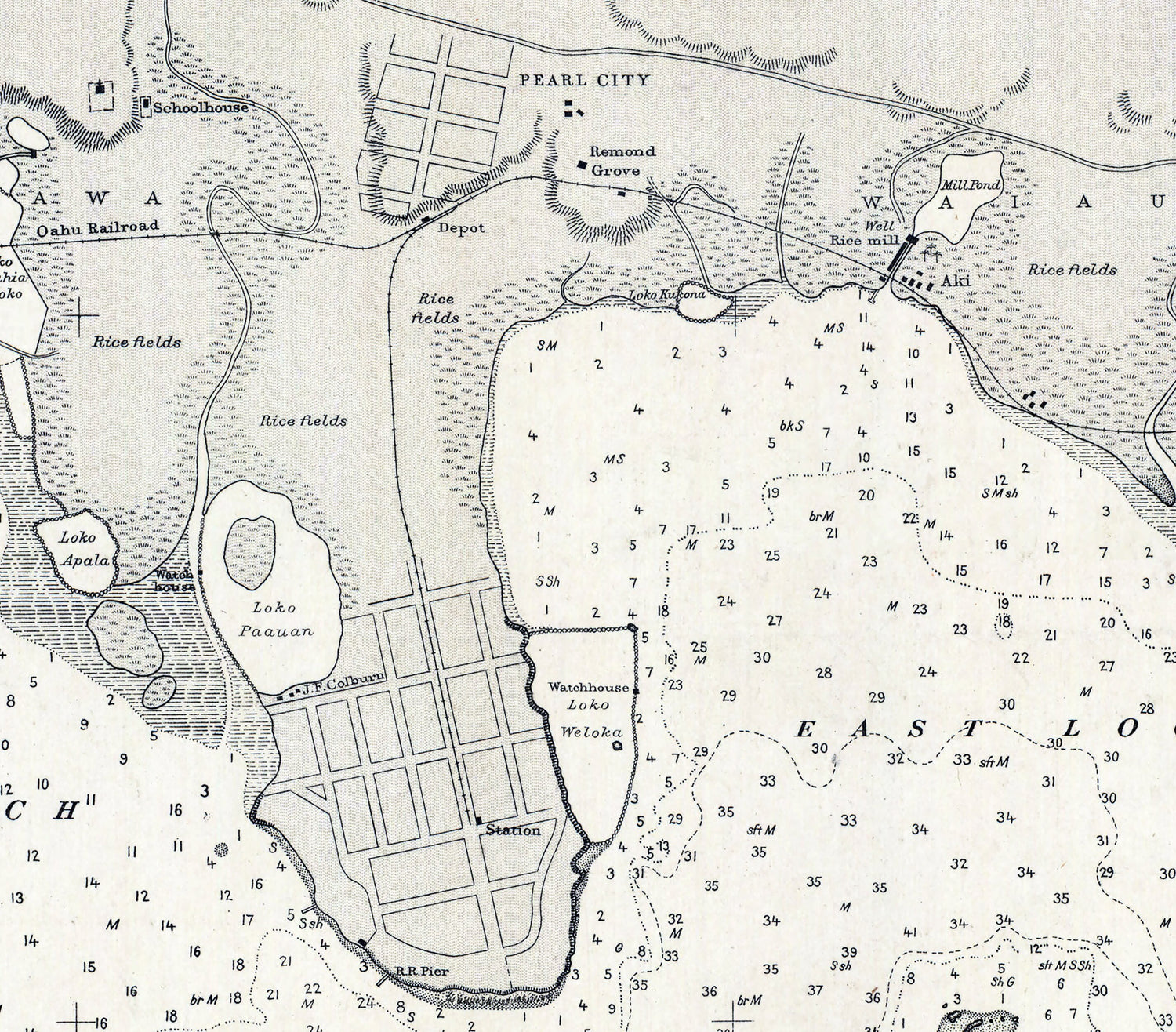 1905 Nautical Chart of Pearl Harbor Hawaii
