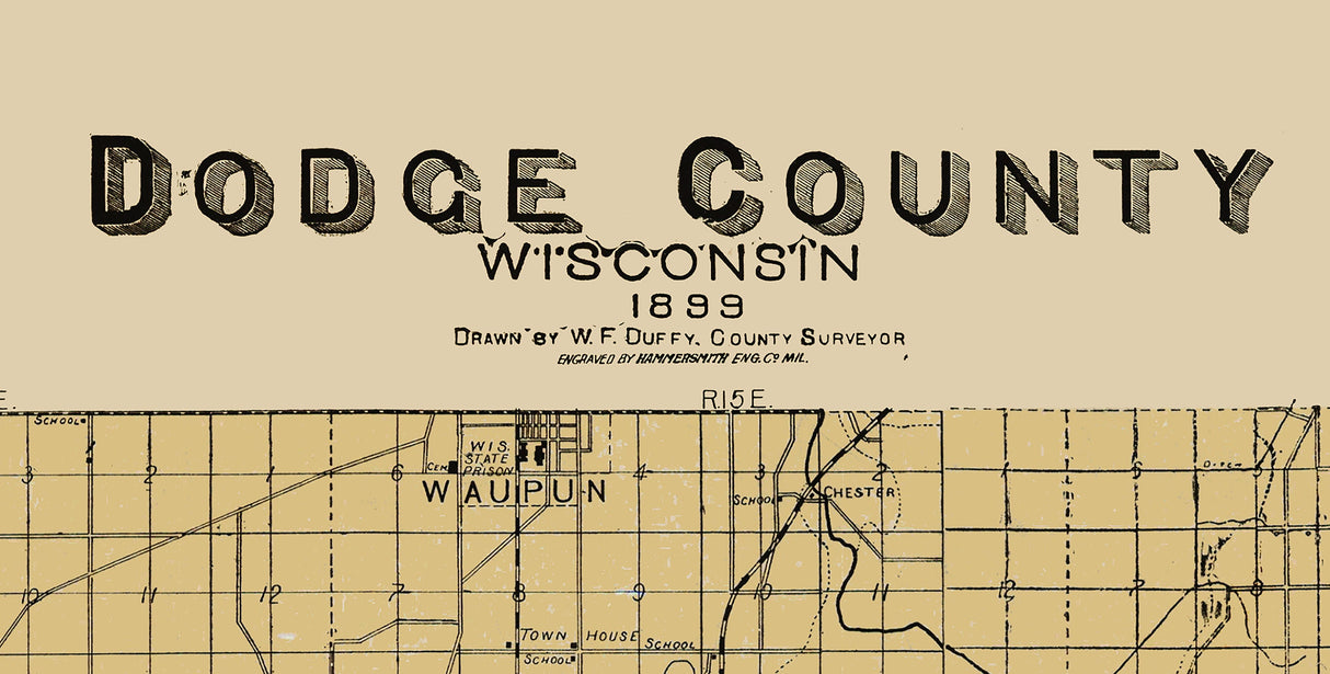 1899 Map of Dodge County Wisconsin