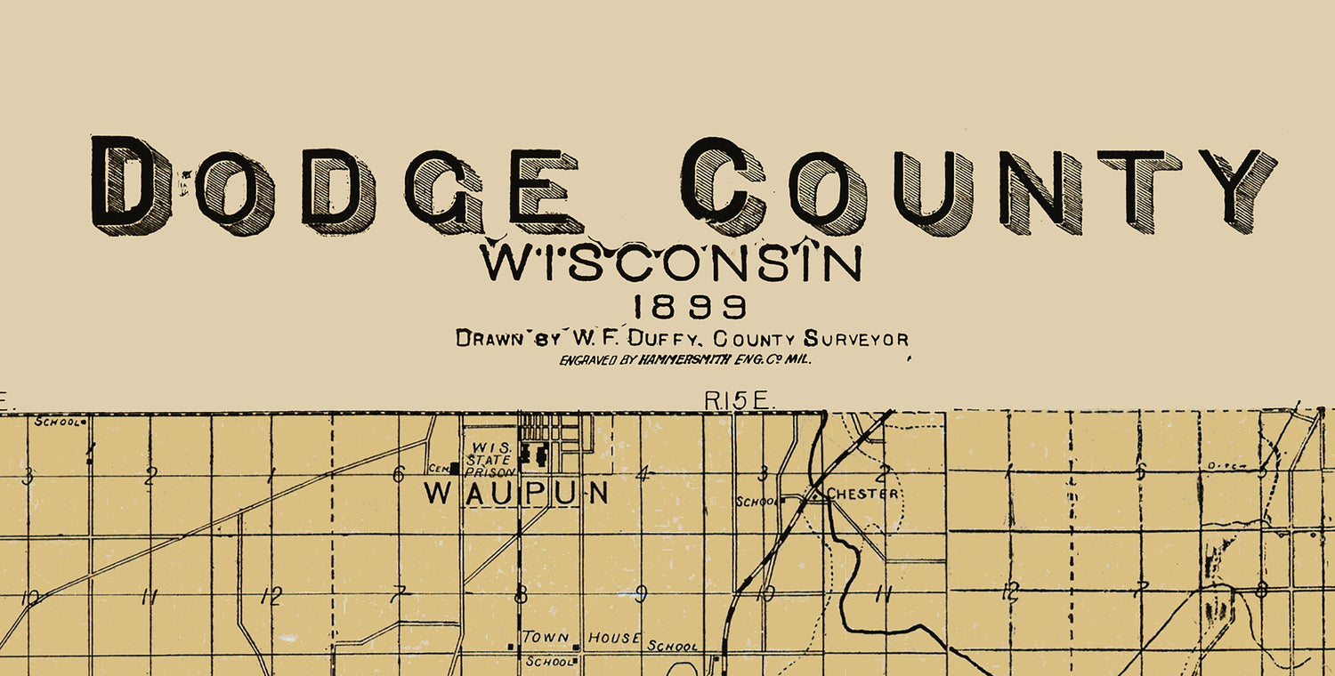 1899 Map of Dodge County Wisconsin