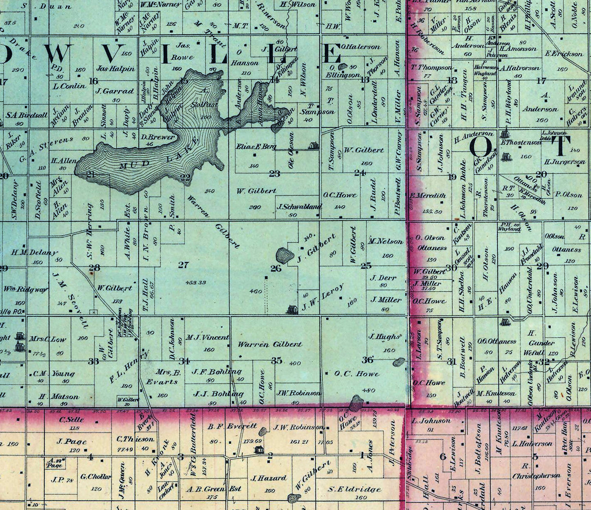 1877 Farm Line Map of Columbia County Wisconsin