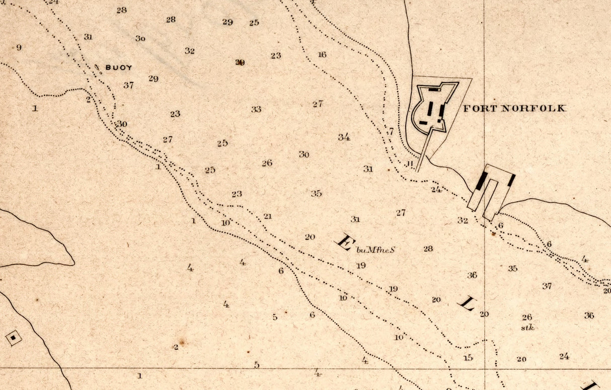 1857 Map of Norfolk Harbor Virginia