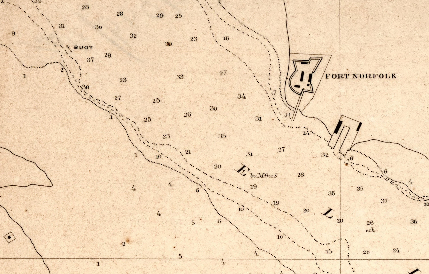 1857 Map of Norfolk Harbor Virginia