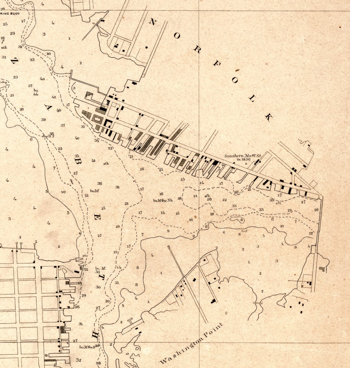 1857 Map of Norfolk Harbor Virginia