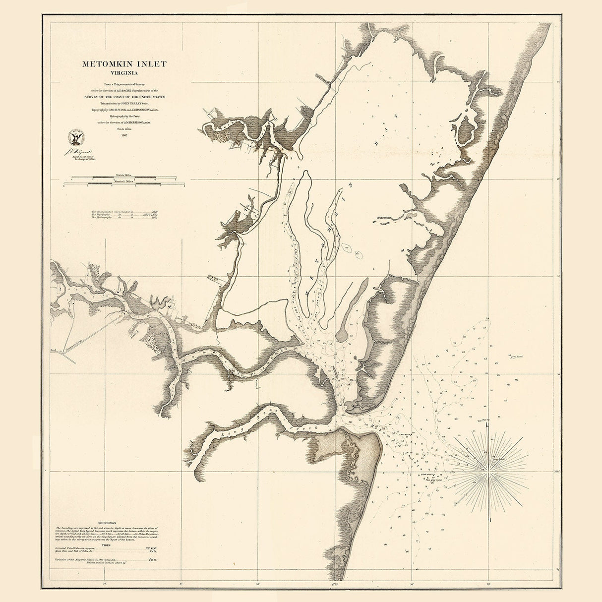 1864 Map of Metomkin Inlet Virginia
