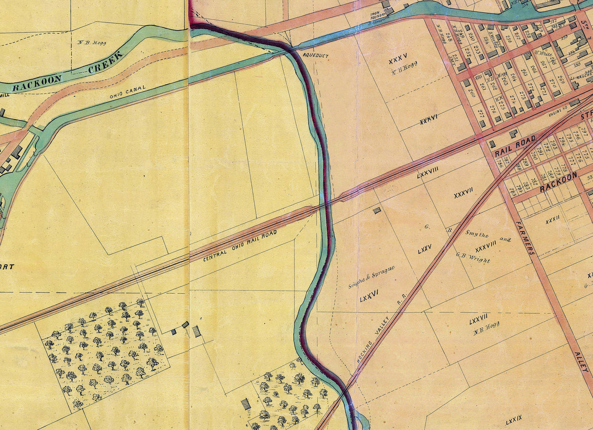1858 Map of Newark Licking County Ohio