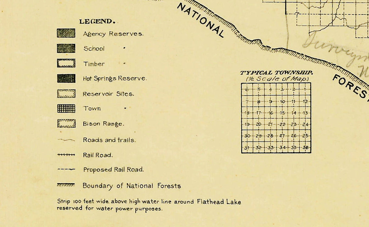 1911 Map of Flathead Indian Reservation Montana