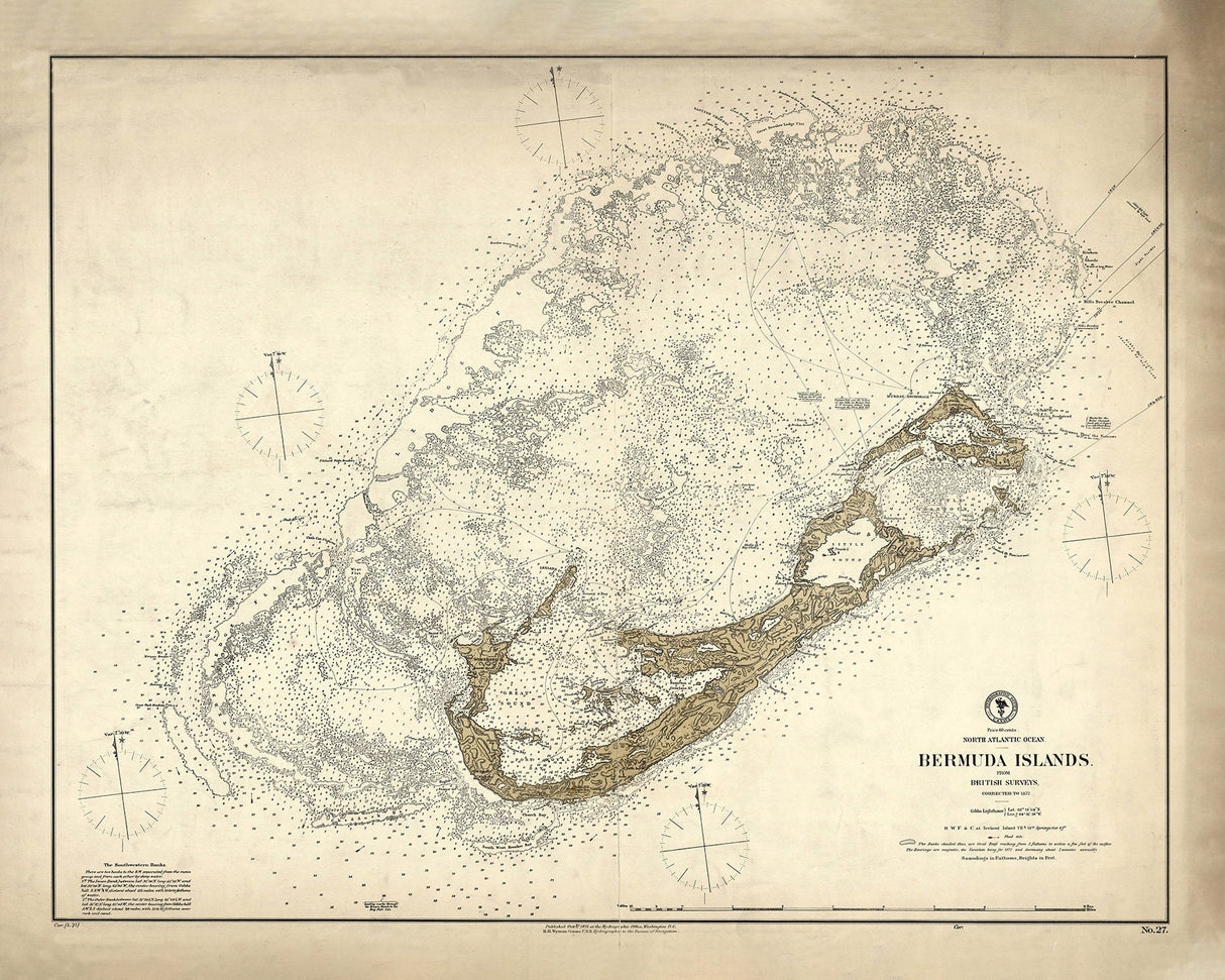 1873 Nautical Chart of the Bermuda Islands