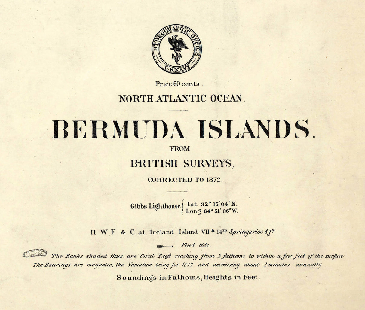 1873 Nautical Chart of the Bermuda Islands