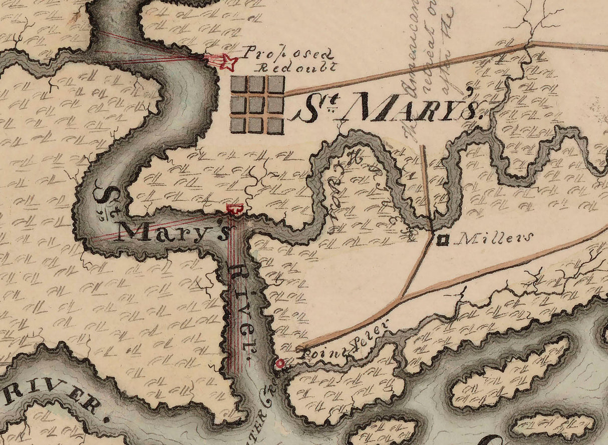 1815 Map of the River and Town of St Marys Georgia
